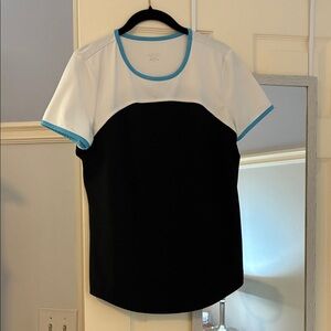Jofit Black and White Short-Sleeve Tee with Blue Trim